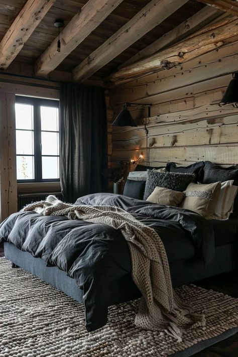 🐠 Dark Bedroom Ideas For Men, Modern Masculine Bedroom, Rustic Industrial Bedroom, Young Mans Bedroom Ideas, Bedroom Ideas Men, Light Gray Bedroom, Minimalist Bed Frame, Farmhouse Bedroom Decor Ideas, Bedroom Rustic