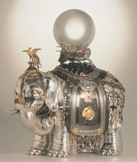 Khalili Collections | Japanese Art of the Meiji Period | A silver koro modelled as an elaborately caparisoned elephant with a richly embellished harness... Japanese Incense Burner, Asian Artwork, Metal Objects, Japan Crafts, Japanese Incense, Amazing Artists, Meiji Period, Eastern Art, European Art