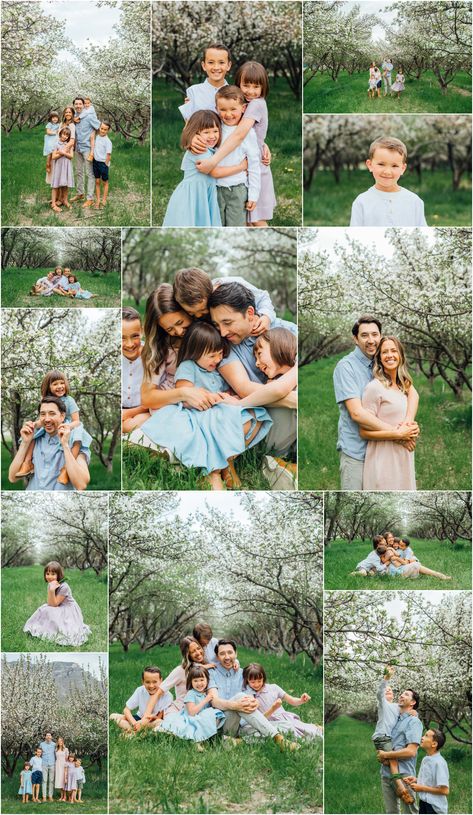 Spring Family Picture Outfit Ideas - Provo Orchard Family Photographer Easter Family Photos, Easter Family Pictures, Shooting Photo Famille, Spring Picture Ideas, Family Picture Outfit Ideas, Picture Outfit Ideas, Spring Family Pictures, Family Photoshoot Poses, Family Photoshoot Outfits