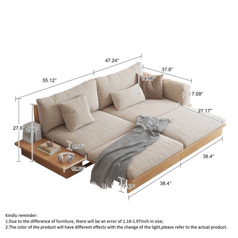 Japandi Sofa, Living Room Japandi, Sofa Bed For Small Spaces, Sofa Futon, Sofa Design Wood, Japandi Interiors, Folding Sofa Bed, Sofa Bed Design, Sofa Beige