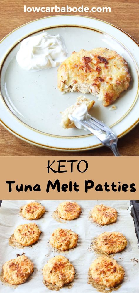 These Keto Tuna Melt Patties are a delicious and cheesy alternative to tuna melt sandwiches for anyone who is on a low-carb diet. Tuna Melt Patties, Keto Tuna Melt Patties, Keto Tuna Patties Recipes, Carnivore Tuna Patties, Tuna Carnivore Recipes, Carnivore Tuna Salad, Tuna Melts In The Oven, Tuna Patty Melt, Keto Tuna Cakes