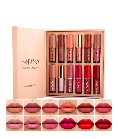 LIPSTICK LONG Lasting Non Stick HANDAIYAN Shimmer (makeup set) Handaiyan Lipstick, Lipstick Design, Lipstick Gift, Lipstick Gift Set, Trending Makeup, Perfect Lip Color, Matte Lipstick Colors, Matte Lipstick Set, Makeup Order