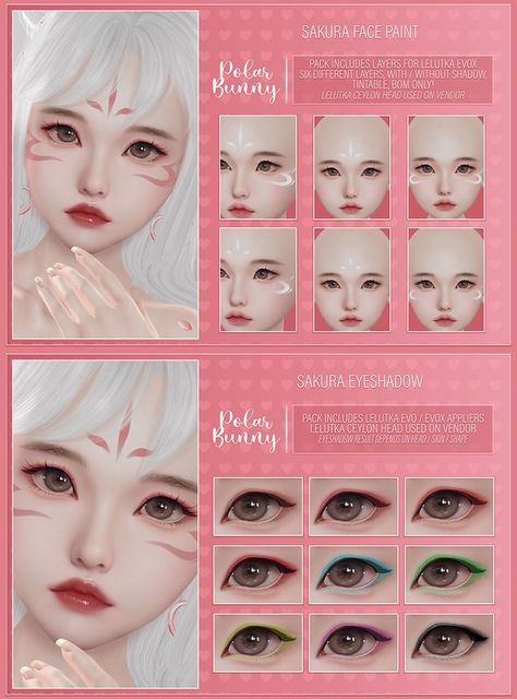 ❥• Sakura Face Paint & Eyeshadow / Part II | ═══════════════… | Flickr Sims 4 Cc Face Nose, Sims 4 Anime Makeup, Sims 4 Cc Doll Makeup, Ts4 Face Paint, Sims 4 Cc Japanese Makeup, Sims 4 Cc Anime Eyes, Sims4 Cc Makeup Eyeshadow, Sims4 Cute Cc, Sims 4 Heart Eyes