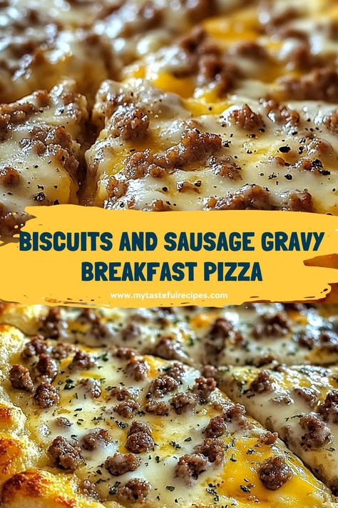 Combining classic biscuits and sausage gravy with cheesy, pizza goodness! This breakfast pizza recipe is perfect for satisfying weekend mornings or a special breakfast treat. Try this hearty twist on a breakfast favorite! Sausage Gravy Breakfast Pizza Recipe, Sausage Gravy Breakfast Pizza, Sausage Gravy Breakfast, Biscuits And Sausage Gravy, Biscuits And Sausage, Sausage Gravy And Biscuits, Biscuits Gravy, Biscuit Pizza, Breakfast Pizza Recipe