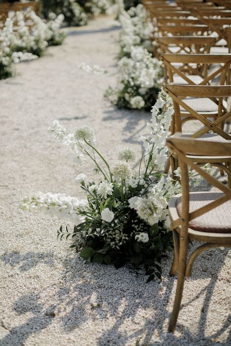 Inward Facing Wedding Aisle, Cross Aisle Wedding, Runway Wedding Aisle, Eucalyptus Wedding Aisle, Wedding Flower Aisle, Aisle Arrangements, Altar Flowers Wedding, French Countryside Wedding, White Hydrangea Wedding