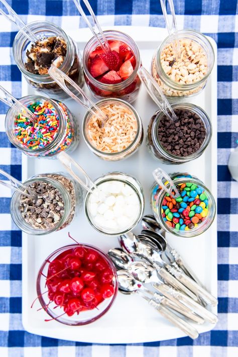 Summer is the perfect season to host an ice cream sundae bar. This how-to guide has all my best tips and ideas for throwing a backyard ice cream social! #TillamookIceCream #ad #icecream #sundae #social #party #toppings Ice Cream Sundae Bar Ideas, Sundae Bar Ideas, Ice Cream Sundae Party, Tillamook Ice Cream, Sundae Party, Ice Cream Sunday, Ice Cream Party Theme, Ice Cream Cone Cake, Ice Cream Sundae Bar