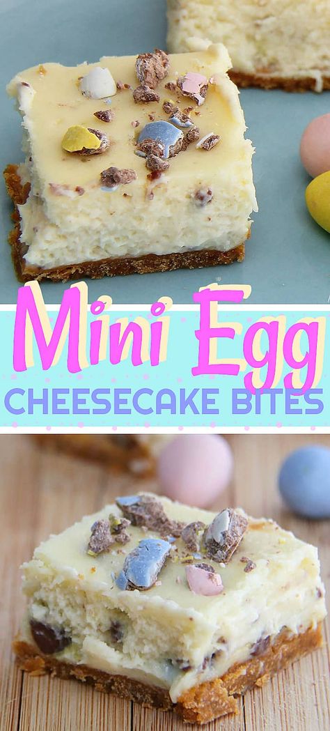 These MINI EGG CHEESECAKE BARS are the perfect Easter cheesecake recipe. With delicious vanilla cheesecake, you won't be able to resist this dessert. Mini Egg Cheesecake, Perfect Cheesecake Recipe, Easter Cheesecake, Recipes Cheesecake, Vanilla Cheesecake, Easter Desserts Recipes, Spring Dinner, Mini Egg, Kid Desserts