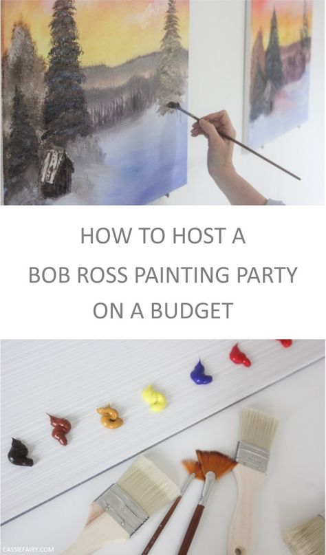 Bob Ross Birthday, Party For Adults, Party On A Budget, Budget Party, Bob Ross Paintings, Life On A Budget, The Joy Of Painting, White Spirit, A Bob