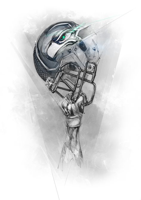 Commissioned work by Nike to design 28 tees for NFL and NCAA teams. Teams in order of appearance: Seahawks, Denver Broncos, Virginia Tech Hokies, Oklahoma State Cowboys, Arizona Wildcats, Florida Gators, Horned Frogs, Oregon State Beavers, Tennessee Volun… Football Tattoo Ideas, American Football Tattoo, Soccer Tattoos, Football Tattoo, Legion Of Boom, Nfl Seahawks, Football Drawing, Nfl Football Art, Seattle Seahawks Football