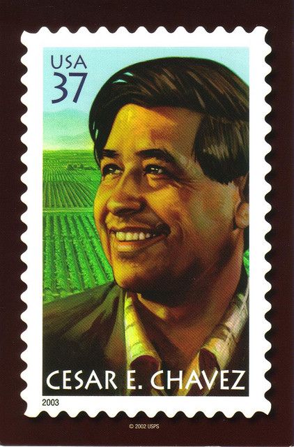 Cesar Chavez USPS stamp postcard...Cesar Chavez was an American farm worker, labor leader and civil rights activist, who, with Dolores Huerta, co-founded the National Farm Workers Association. Cesar Chavez Day, Cesar Chavez, Commemorative Stamps, Hispanic Heritage Month, Chicano Art, Hispanic Heritage, Postal Stamps, Mexican Art, Postage Stamp