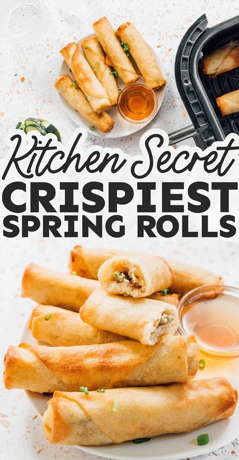 Air Fryer Spring Rolls, Easiest Snacks, Rolls In Air Fryer, Air Fryer Vegan, Vegetarian Breakfasts, Fresh Spring Rolls, Salad Rolls, Easy Vegetarian Recipes, Meatless Main Dishes