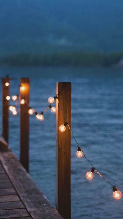 [Summer] Lake & Bridge Light Lake Bridge, Lake Living, Summer Lake, Lake Cottage, Foto Tips, Lake House Decor, Lake Life, Tahiti, Fairy Lights