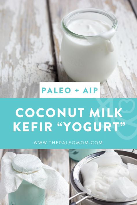 Coconut Milk Kefir Yogurt - a great dairy free alternative to your favorite yogurt! #Paleo #dairyfree #AIP #AIPbreakfast #cleaneating Kefir Yogurt Recipes, Coconut Milk Kefir, Milk Kefir Recipes, Coconut Kefir, Probiotic Recipes, Food Fermentation, Kefir Milk, Kefir Yogurt, Autoimmune Protocol Recipes