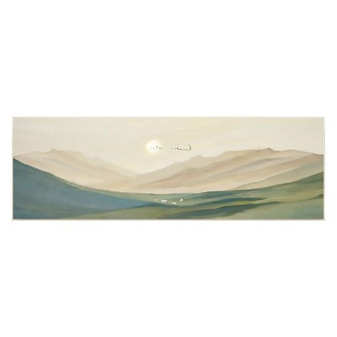 Sage Green Wall Art Abstract Mountain Landscape Painting - Etsy Canada Green Landscape Painting, Long Bedroom, Hills Painting, Long Artwork, Painting Horizontal, Long Wall Art, Sage Green Wall Art, Sage Green Wall, Easy Landscape Paintings