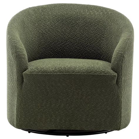 32" Wide Boucle Upholstered Swivel Barrel Chair Green - Kinwell: Mid-century Modern, No Assembly Required : Target Boucle Chair, Elegant Chair, Flexible Seating, Swivel Barrel Chair, Swivel Accent Chair, Curved Sofa, Curved Lines, Living Room Furniture Chairs, Green Chair