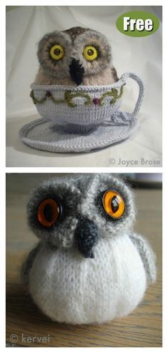 Owl Knitting, Owl Knitting Pattern, Small Knitting Projects, Knitted Owl, Knitting Videos Tutorials, Owl Crochet Patterns, Animal Knitting Patterns, Owl Pattern, Crochet Bunny Pattern