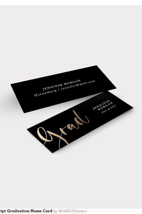 Decorative Gold Script Graduation Name Card Graduation Cards, Name Cards, Gold