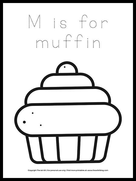 FREE! Letter M is for Muffin Coloring Page - The Art Kit M Is For Muffin Craft, Letter M Ideas For Preschool, M Is For Mickey Mouse Craft, Preschool M Activities, Letter M Kindergarten Activities, Letter Mm Activities For Preschoolers, Letter M Lesson Plans Preschool, Letter M Art Preschool, Preschool M Crafts