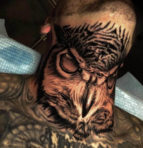 12 Best Owl Neck Tattoo Ideas Cool Neck Tattoos, Owl Neck Tattoo, Neck Tattoos For Men, Realistic Owl Tattoo, Owl Tattoo Drawings, Animal Tattoos For Women, Best Neck Tattoos, Tattoos For Men And Women, Side Neck Tattoo