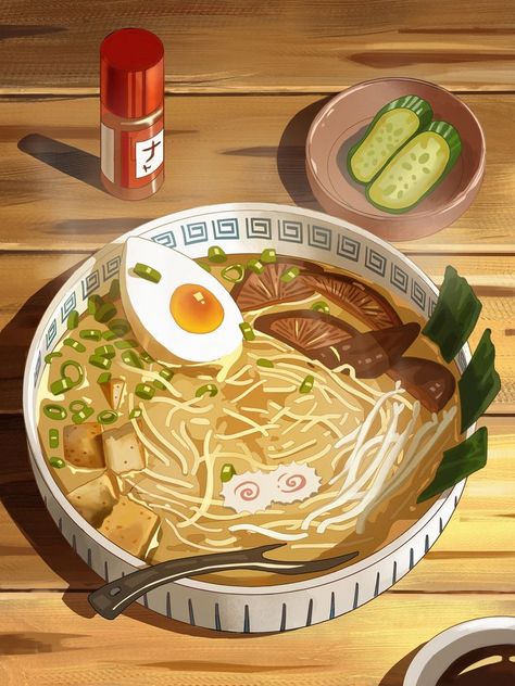 Japanese Food Illustration, 귀여운 음식 그림, Food Artwork, Food Illustration Art, Handmade Wall Decor, Cute Food Art, Food Wallpaper, Ramen Bowl, Metal Wall Art Decor