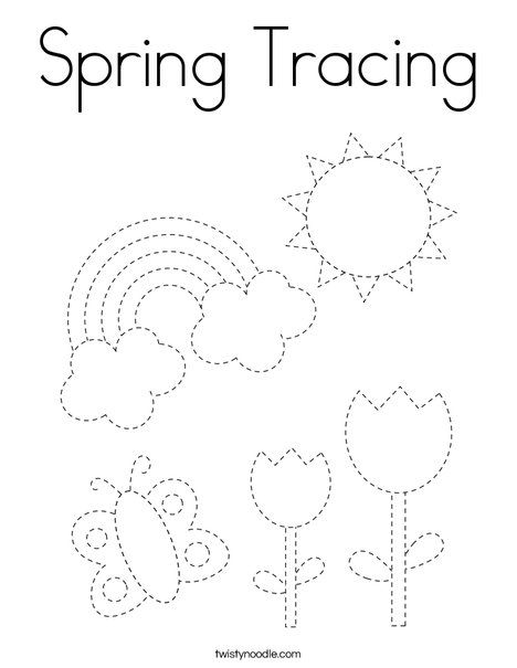 Spring Tracing Coloring Page - Twisty Noodle Tracing Coloring Pages, Spring Worksheets Preschool, Spring Worksheets, Spring Worksheet, Preschool Spring, Twisty Noodle, Kindergarten Coloring Pages, Homeschool Preschool Activities, Preschool Tracing