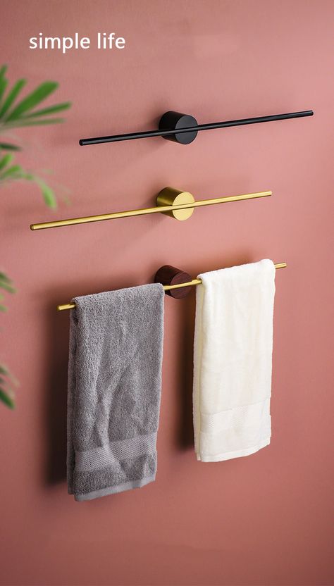 Towel Hanging Ideas, Toallero Ideas, Hand Towel Rack, Bathroom Towel Storage, Bath Towel Holder, Bath Towel Racks, Modern Towels, Diy Towels, Towel Holder Bathroom