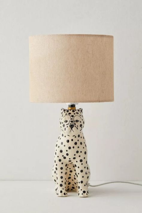 Cheetah Table Lamp | Urban Outfitters Room Decor Wishlist, Cute Table Lamp, Lamps Cool, Bedroom Lamp Ideas, College Bedroom Ideas, Cheetah Decor, Urban Outfitters Decor, College Apartment Aesthetic, Urban Outfitters Room