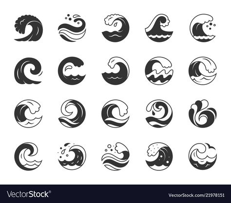 Wave Silhouette, Waves Symbol, Water Symbol, Aqua Decor, Newsletter Layout, Waves Icon, Wave Illustration, Waves Vector, Waves Logo