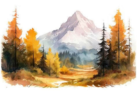 Mountain wilderness landscape outdoors. AI generated Image by rawpixel. | premium image by rawpixel.com / Ratcharin Noiruksa Watercolor Art Horizontal, Background Fire, Landscape Tutorial, Fall Watercolor, Pretty Landscapes, Watercolor Landscape Paintings, Grilled Cheese, Cheese Recipes, Watercolor Landscape