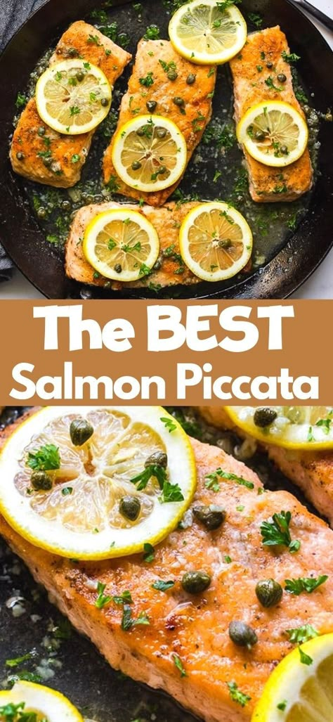 Salmon With Wine Sauce, White Wine Lemon Butter Salmon, Salmon Piccata With Lemon Garlic Sauce, Crispy Skillet Salmon With Lemon Caper Dill Sauce, Salmon With White Wine Sauce, Salmon Recipes Capers, Salmon Lemon Caper Sauce, White Wine Caper Sauce For Fish, Salmon Recipes With Capers