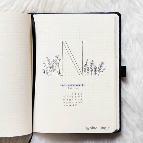 November is here ✨ My theme has nothing to do with fall. Well, November here is usually grey, foggy and has very little of the cute fall… Journal D'inspiration, Minimalist Bullet Journal, Yoga Goals, Bullet Journal Minimalist, Fall Yoga, Bullet Journal Month, Creating A Bullet Journal, Bullet Journal Cover Page, Bullet Journal Notes