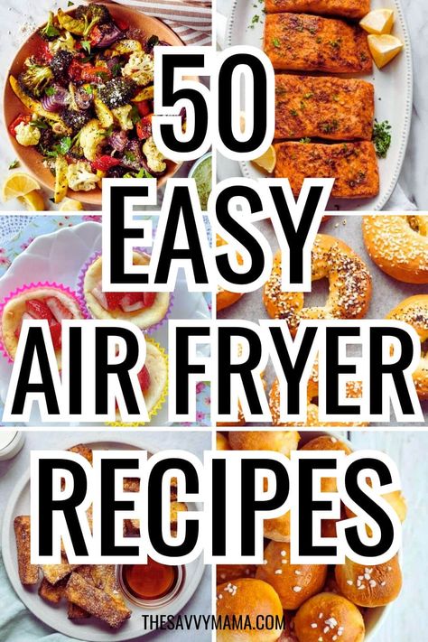 Discover 50 easy and healthy air fryer recipes that your whole family will love! From crispy chicken wings and savory potatoes to delightful desserts and kid-friendly meals, this collection has it all. Perfect for breakfast, lunch, appetizers, and even quick meals on busy nights. Whether you’re looking for something new to try for the kids or a quick dish for lunch, these air fryer recipes make cooking a breeze. Save this pin to start making delicious and nutritious meals with your air fryer ... Quick Meals Air Fryer, Fast Dinner Recipes Air Fryer, Recipes For Air Fryers, Cheap Healthy Air Fryer Meals, Air Fryer Kid Friendly Recipes, Easy Snacks Air Fryer, Air Fryer Family Meals, Air Fryer Recipes Lunch, Air Fryer Meal Recipes