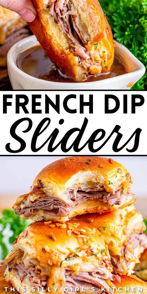 Sandwich Buffet, French Dip Sliders, Roast Beef Sliders, Easy Slider Recipes, Meatball Sliders, Dip Sandwiches, Slider Sandwiches, Beef Sliders, French Dip Sandwich