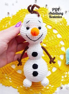 Olaf der Schneemann Häkeln PDF Anleitung Kostenlos - AmigurumiHakenl Crochet Olaf, Christmas Crochet Patterns Free, Easter Crochet Patterns, Crochet Teddy Bear, Christmas Patterns, Crochet Amigurumi Free, Crochet Teddy, Christmas Crochet Patterns, Easter Crochet