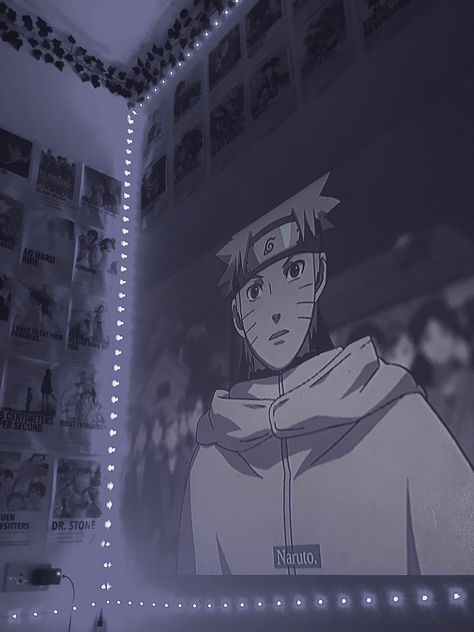 Naruto Themed Bedroom, Naruto Room Decor Ideas, Anime Projector Room, Anime Dream Room, Naruto Room Ideas, Dark Anime Room, Naruto Bedroom Ideas, Naruto Room Decor, Naruto Decor