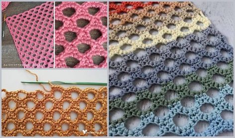 Honeycomb Trellis Stitch Crochet Tutorials Honeycomb Trellis, Crochet Honeycomb, Trellis Stitch, Crochet Shell Stitch, Crochet For Beginners Blanket, Linen Stitch, Crochet Bows, Crochet Motif Patterns, Shell Stitch