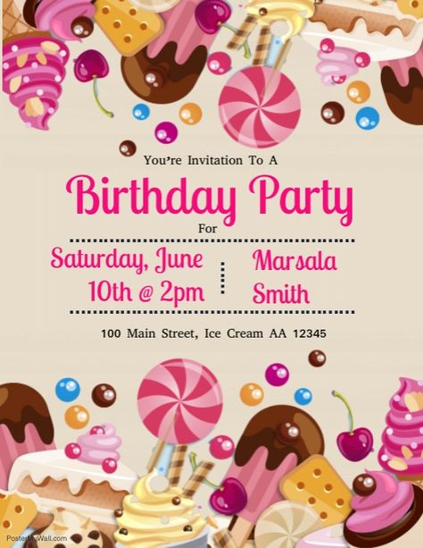 Candy Birthday Invitation Template, Candy Party Invitations Free Printable, Candy Themed Invitations, Two Sweet Birthday Invitation Template Free, Candy Party Invitations, Candyland Invitations, Candy Invitations, First Birthday Invitation Cards, Birthday Card Template Free