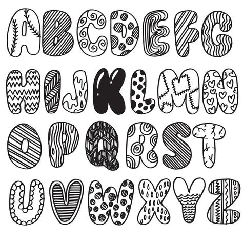 Hand drawn doodle funny font. Set of sketch cute alphabet. Vector illustration for magazines, printings, web posters, hand drawn typography etc. Sketch Font Hand Drawn, Doodle Art Alphabet, Cool Ways To Write Letters, Cool Letters To Draw, Cute Fonts Alphabet Doodles, Typography Sketchbook, Image Typography, Doodle Art Name, Doodle Name