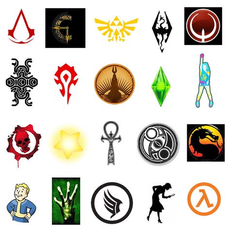 Symbol Tattoos, Video Game Symbols Tattoos, Video Game Tattoo Ideas, Gaming Symbols, Fandom Symbols, Video Game Symbols, Game Symbols, Symbols Tattoos, Tattoo Name Fonts