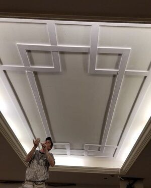 Coffered Ceiling Design, Plaster Ceiling Design, Pop Design For Hall, Pop Design For Roof, Bedroom Pop Design, Simple Ceiling Design, Ceiling Design Ideas, Ceiling Trim, Pvc Ceiling Design