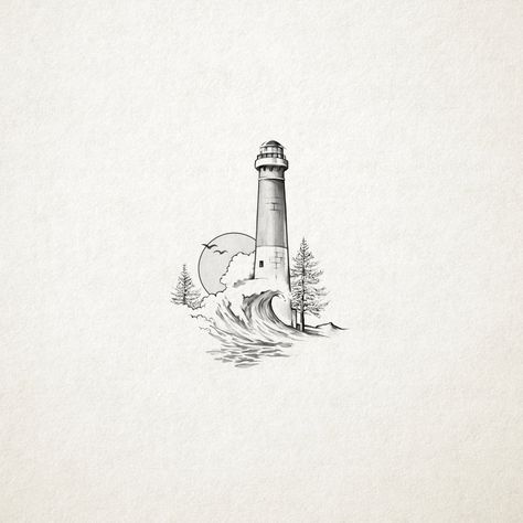 Lighthouse Tattoo Men, Lighthouse Tattoo For Women, Trend Tattoos, Lighthouse Tattoo Meaning, Scotland Tattoo, Marine Tattoo, Storm Tattoo, Art Outline, Outline Template