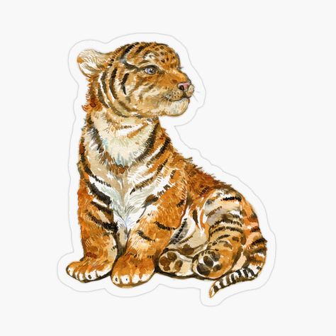 Get my art printed on awesome products. Support me at Redbubble #RBandME: https://www.redbubble.com/i/sticker/tiger-cub-watercolor-drawing-baby-by-mitrushova/48095525.O9UDB?asc=u Tiger Cub Drawing, Tiger Icon, Drawing Baby, Baby Sticker, Baby Stickers, Tiger Cub, Watercolor Drawing, Aesthetic Stickers, Transparent Stickers