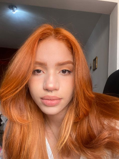 Latinas With Ginger Hair, Orange Hair And Eyebrows, Copper Hair And Eyebrows, Ginger Hair And Eyebrows, Orange Hair Brown Skin, Copper Eyebrows, Orangey Brown Hair, Orange Hair Makeup, Ginger Eyebrows