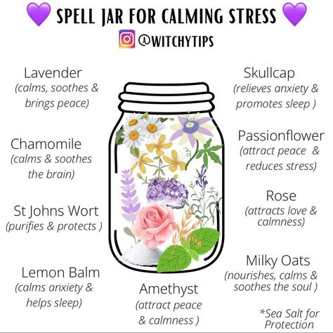 Spell Jar For Creativity, Witchcraft Safe Travel, Spell Jars Witchcraft, Intention Jars, Karma Spell, Calming Jar, Witch Crystals, How To Make Crystals, Spells For Beginners