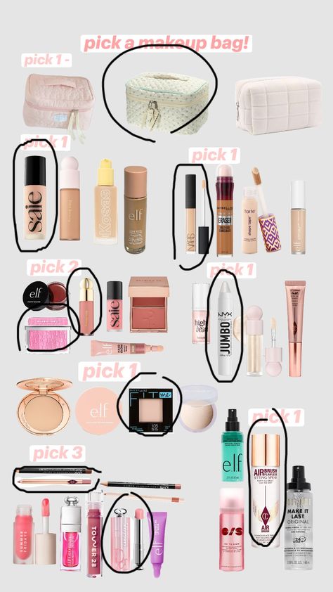 make a makeup bag What’s In My Makeup Bag, Make Up Items, Makeup Bag Essentials, Bag Checklist, Bday Gifts, Packing List For Travel, Bag Essentials, Makeup Styles, Essential Bag