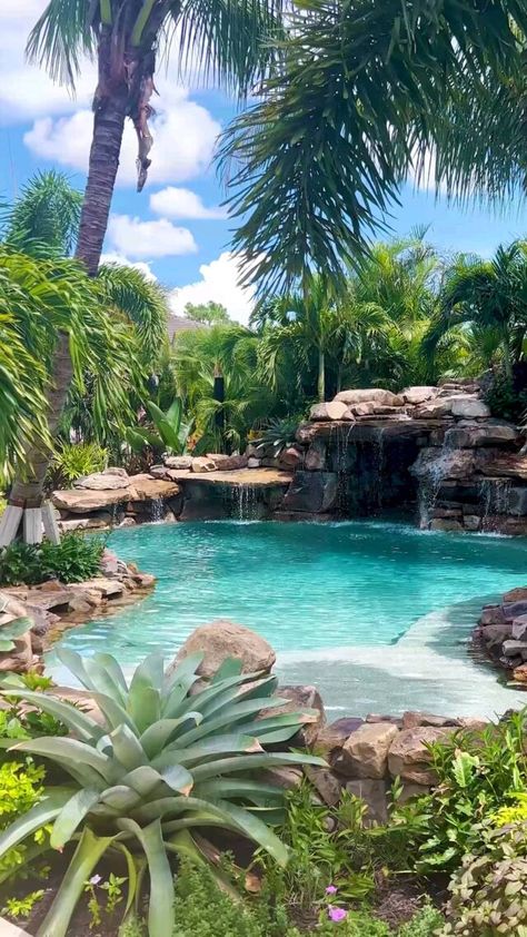 Insane Pools, Dream Backyard Pool, Lagoon Pool, Tropical Backyard, Tropical Pool, Pool Waterfall, Natural Swimming Pool, Dream Pools, Pretty Landscapes