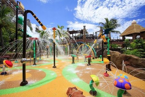 Beach Resort Design, Backyard Splash Pad, Hotel Theme, Playground Surface, Splash Zone, Water Playground, Fantasy Garden, Splash Pool, Family Friendly Hotels