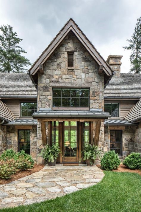 Box Canyon | PLATT | Facade house, Dream house exterior, Craftsman house plans Modern Cottage Homes, Modern Cottage, Stone House, Cottage Homes, Custom Home, Modern Farmhouse, Cottage, Exterior, Stone