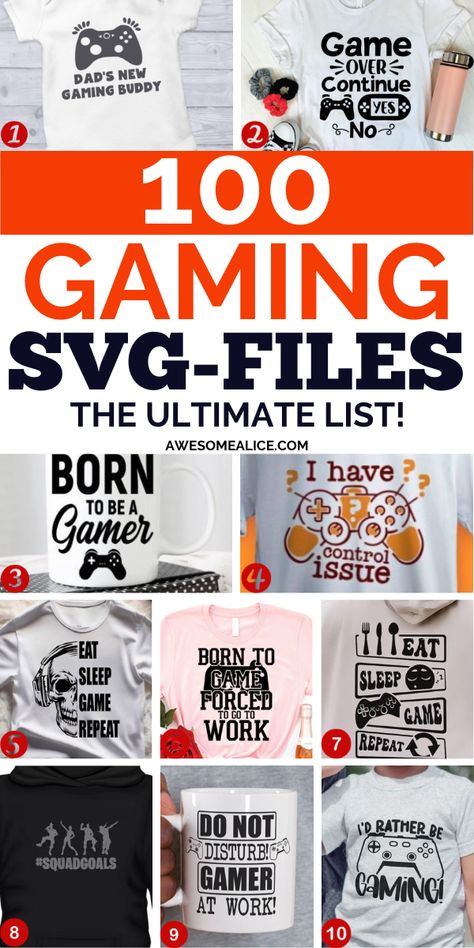 Dive into the pixelated world of style with these 100 SVG-Files for Gamers. From witty slogans to iconic gaming designs, these SVGs bring your passion to life. Elevate your wardrobe, express your gaming personality, and make a statement that resonates with the gamer in you. Explore the ultimate collection that turns fashion into a playable art form! Gamer Svg Files Free, Gaming Svg Free, Gaming Svg, Interior Design Ikea, Space Font, Paper Projects Diy, Htv Projects, Diy Porch Decor, How To Use Cricut