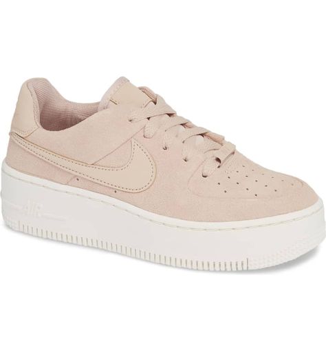 Nike Air Force 1 Sage Low Platform Sneaker | Pink Suede Nike Air Force Ones | POPSUGAR Fashion Photo 3 Air Force 1 Sage Low, Nike Air Force 1 Sage Low, Nike Shoes Air Force, Nike Air Shoes, Nike Air Force Ones, Hype Shoes, Shoe Inspo, Nordstrom Anniversary Sale, Platform Sneaker